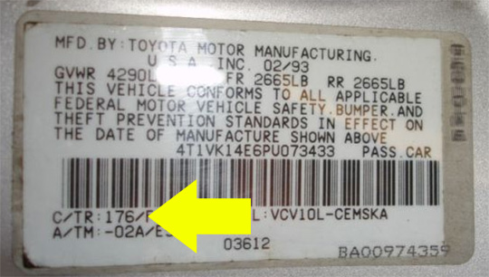 Toyota - Where Is Paint Code On Toyota Camry